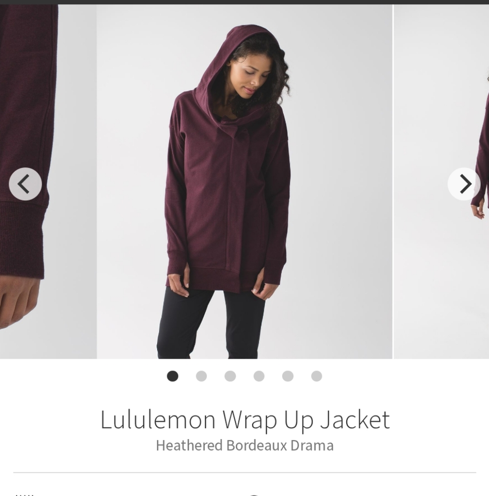 EUC LULULEMON Wrap Up Jacket - size 8,Heathered Bordeaux Drama